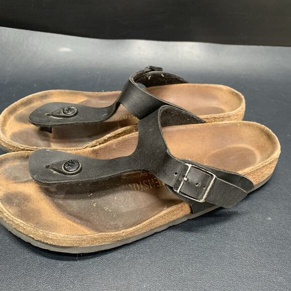 Birkenstock Gizeh Women's Sz US 7 EU 38 Black Thong Leather Sandals shoes - Picture 9 of 10